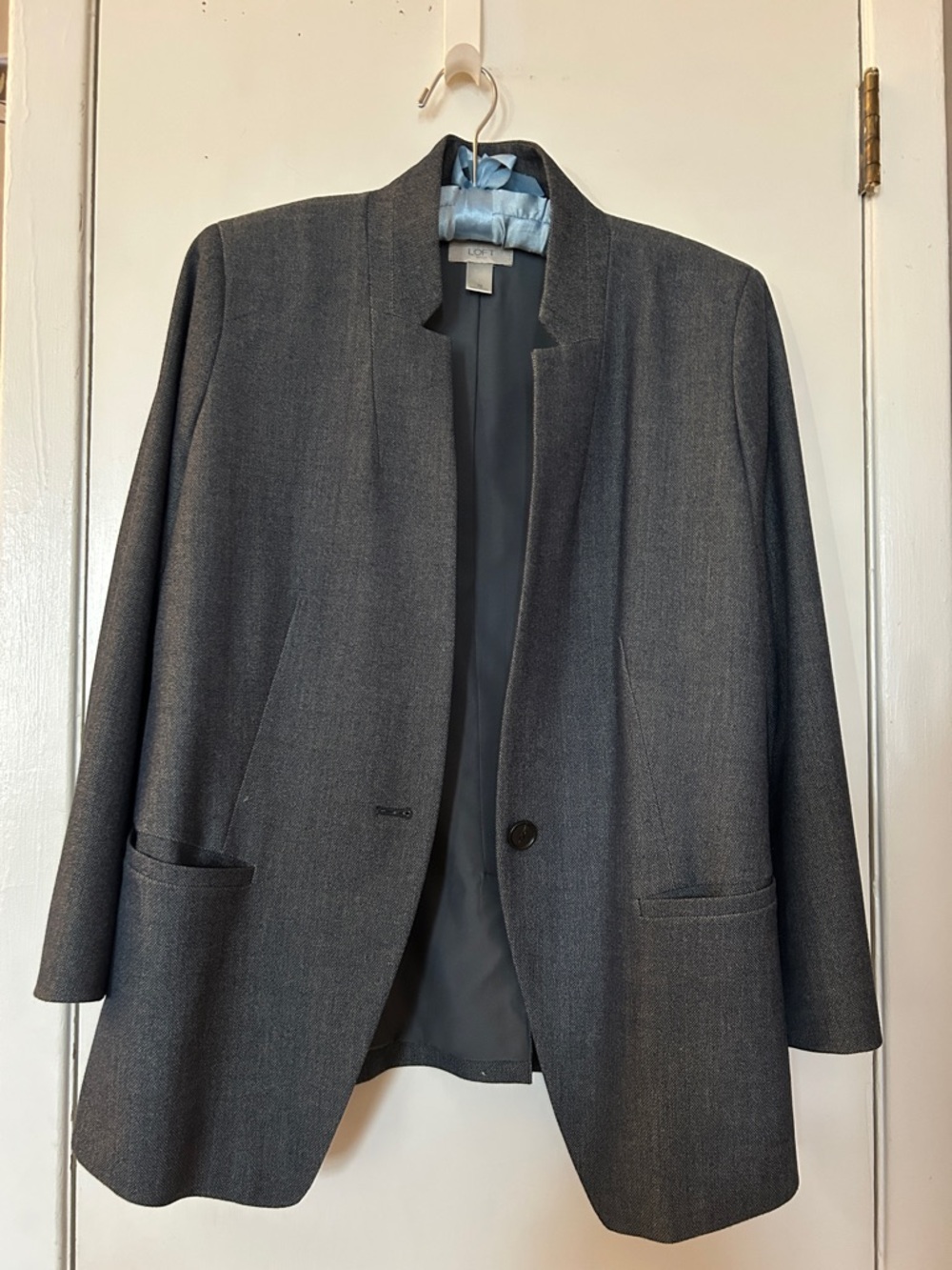 LOFT Dark Gray Collarless Blazer